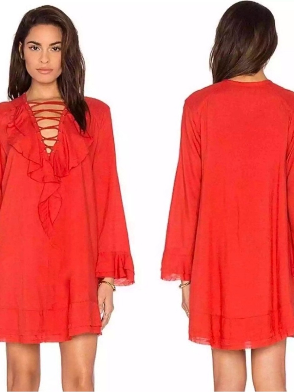IRO NWOT Lace-Up Ruffle Shift Dress